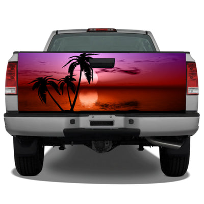 Beach Palm Tree #11 Tropical Sunset Tailgate Wrap