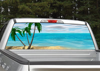 Beach Scene #4 Palm Trees Rear Window Decal