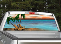 Beach Scene #5 Palm Trees Rear Window Decal