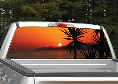 Beach Sunset #3 Palm Trees Rear Window Decal
