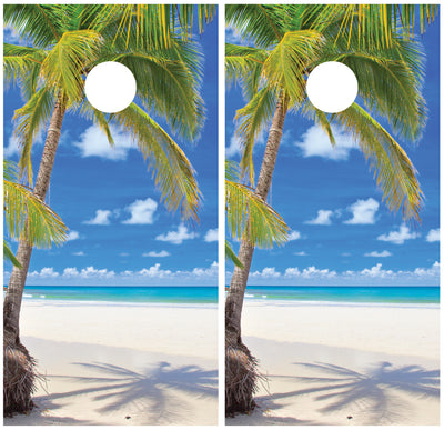 Beach Palm Tree Cornhole Wraps