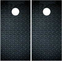 Diamond Plate Black Cornhole Wraps