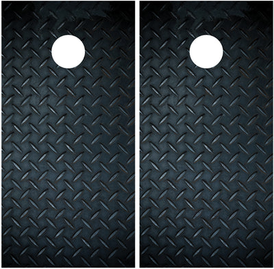 Diamond Plate Black Cornhole Wraps