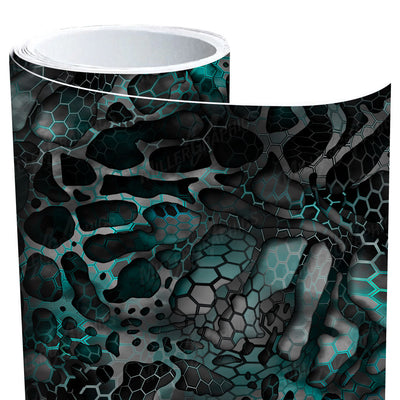 Chameleon Camo Black and Aqua XD Vinyl Roll