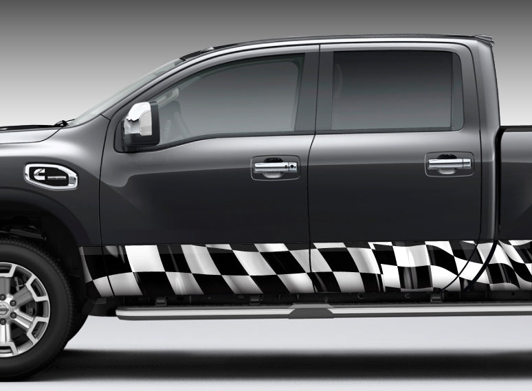 Custom Rocker Panel Decals Checkered Flag Rocker Panel Decal Kit | Mid Atlantic Designs