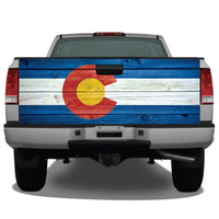 Colorado Flag Distressed Wood Vintage Tailgate Wrap