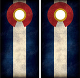 Colorado Flag Grunge Distressed Cornhole Wraps