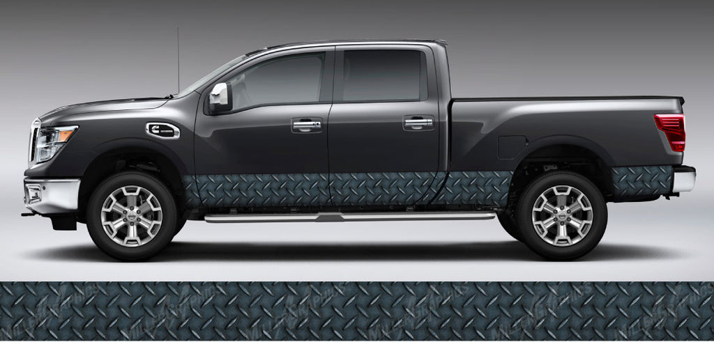 Black Diamond Plate Metal Rocker Panel Decal Kit | Mid Atlantic Designs