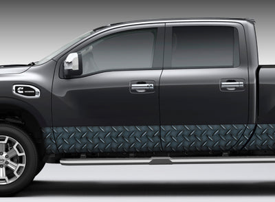 Diamond Plate (Black) Metal Rocker Panel Decal Kit