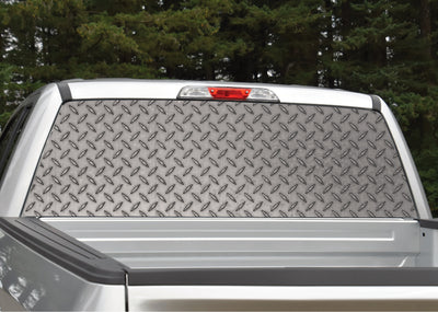 Diamond Plate #2 Natural Metal Rear Window Decal