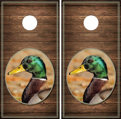 Mallard Duck Distressed Wood Cornhole Wraps