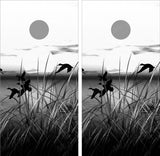 Ducks Flying Scenery (black and white) Cornhole Wraps