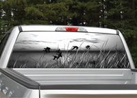 Ducks Flying Scenery (black and white) Rear Window Decal