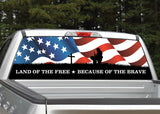 Fallen Warrior American Flag Rear Window Decal