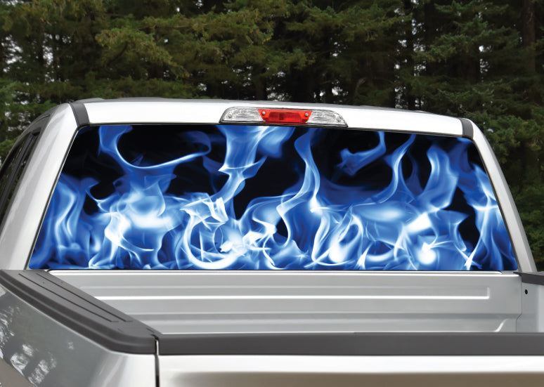 Blue Flames Rear Window Graphic Decal | Mid Atlantic Designs