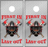 Firefighter Helmet "First In Last Out" Diamond Plate