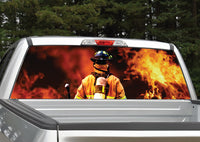 Firefighter Flames Rear Window Decal