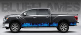 Fire Flames (Blue) Rocker Panel Decal Kit