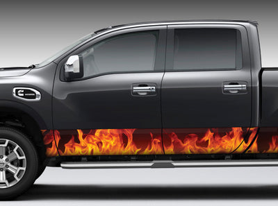 Fire Flames (Orange) Rocker Panel Decal Kit