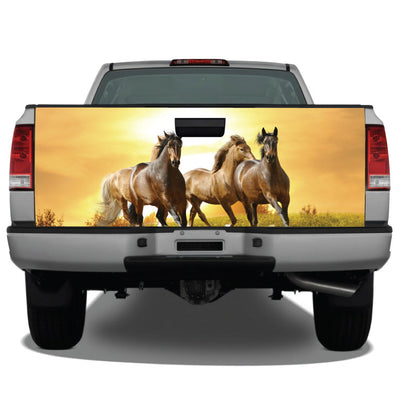 Horses Running at Sunset Tailgate Wrap