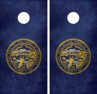 Nebraska Flag Grunge Distressed Cornhole Wraps