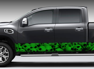 Pile of Skulls (Green) Rocker Panel Decal Kit