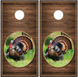 Turkey Distressed Wood Background Cornhole Wraps