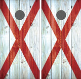 Alabama Flag Distressed Wood Cornhole Wraps