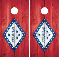 Arkansas Flag Distressed Wood Cornhole Wraps