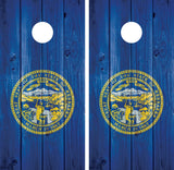Nebraska Flag Distressed Wood Cornhole Wraps