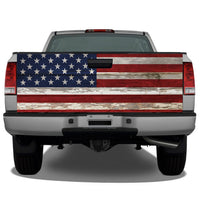 American Flag Distressed Wood Vintage Tailgate Wrap