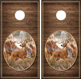 Whitetail Buck #1 Brown Distressed Wood Cornhole Wraps