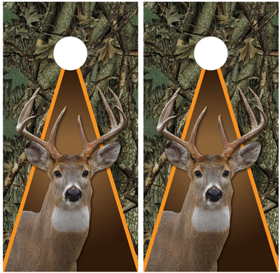 Whitetail Buck Camo Oak Ambush Cornhole Wraps