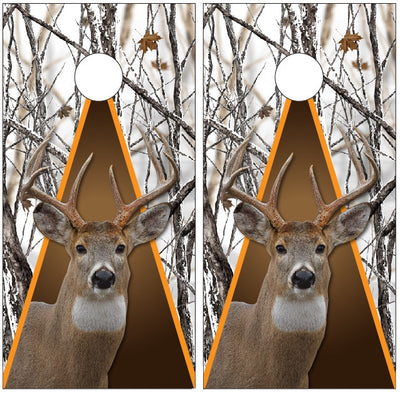 Whitetail Buck Camo Snowstorm Cornhole Wraps