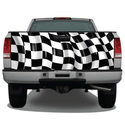 Checkered Flag Waving Tailgate Wrap